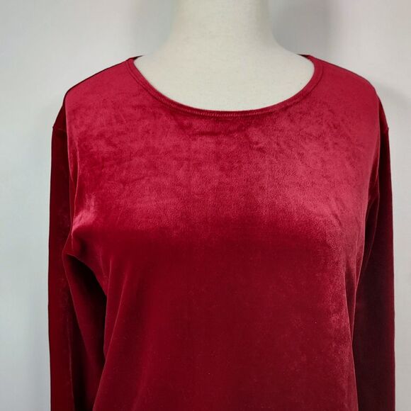 Liz Baker Essentials Womens PL Red Velvet Stretch Pullover Tunic Top Shirt - Picture 3 of 11